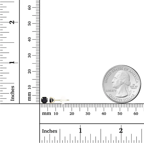 Vista 4 de Aretes de tuerca de oro macizo de 14 quilates de 0.157 in con corte cojín para mujer, hipoalergénicos, aretes de tuerca con piedras preciosas