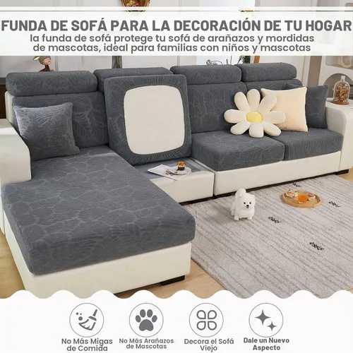 Vista 2 de ShowyLive Funda universal resistente al desgaste, fundas de cojín elásticas de repuesto, fundas de sofá antideslizantes en forma de L, funda
