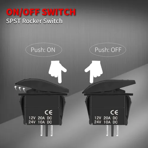 Vista 4 de DaierTek Interruptor Basculante Marino 12V Interruptor de Palanca Impermeable 12 Voltios 20A SPST 2 Pines ON/OFF Heavy Duty para Barco RZR RV