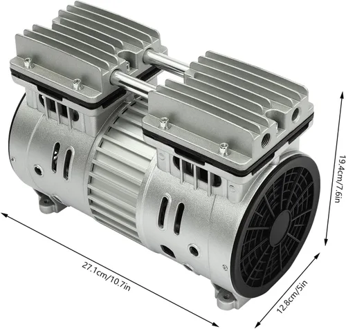 Vista 2 de Bomba de aire sin aceite de 550W, Bomba de compresor de pistón sin aceite de alta presión, Bomba de vacío de compresor de 1700 rpm, Bomba de aire