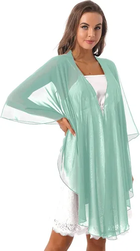 Vista 2 de ACSUSS Chal de gasa de manga 34 para mujer, ligera, suave, transparente, para vestidos de noche de boda