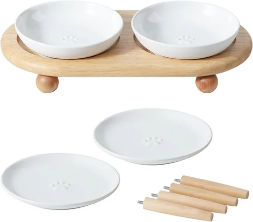 Vista 9 de Havniva Cuencos elevados para gatos, juego de cuencos de comida y agua para Blanco