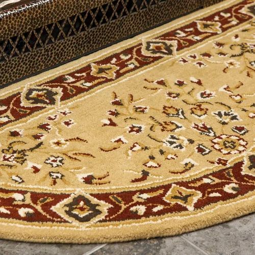 Vista 5 de Minuteman International Alfombra de lana oriental beige para hogar, media redonda