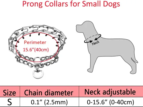 Vista 3 de Collares de púas para perros, collar de perro sin tirones, collar de entrenamiento para perros pequeños, acero inoxidable ajustable con cómodas