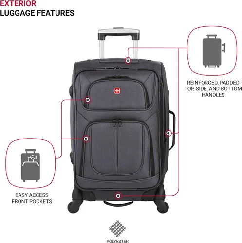 Vista 229 de SwissGear - Equipaje suave expandible Sion con ruedas, Negro
