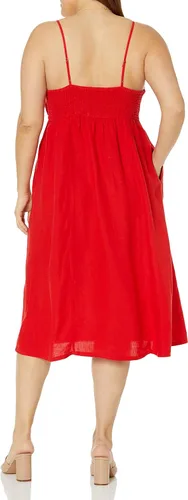 Vista 5 de The Drop Maci - Vestido midi con cuello en V y espalda fruncida para mujer