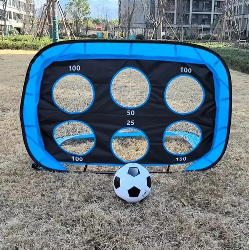 Vista 4 de Porterías de fútbol para patio trasero, red de fútbol portátil desplegable con bolsa de transporte y 4 modos de portería, equipo de entrenamiento