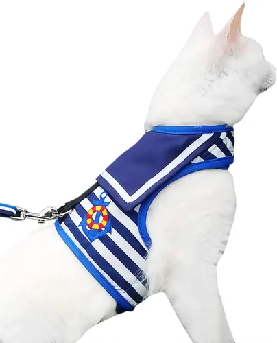 Vista 28 de Arnés de gato con correa, ajustable para gatos, chaleco acolchado para gatos, Black Plaid