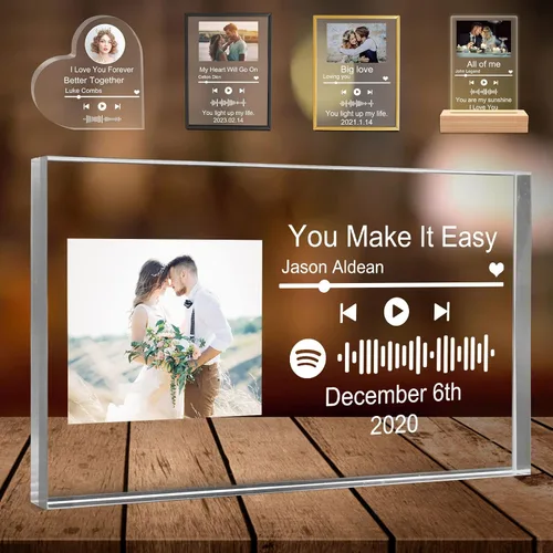 Vista 7 de Placa de canción acrílica personalizada, cubierta de álbum de fotos personalizada, código QR, regalos personalizados para niños, niñas, amigos, día