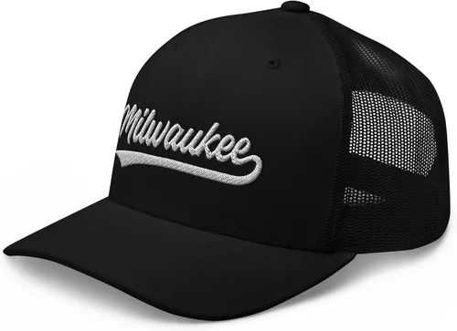 Vista 3 de Gorra de béisbol vintage Milwaukee con texto en inglés "Milwaukee", Negro