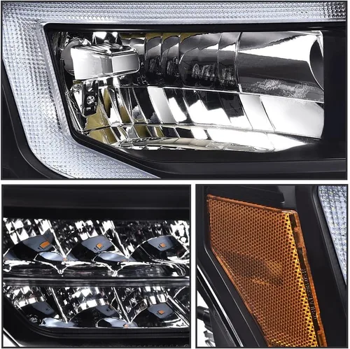 Vista 8 de PIT66 Conjunto de faros delanteros LED compatible con Ford F150 2009 2010 2011 2012 2013 2014, lente transparente para conductor y pasajero, carcasa