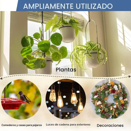 Vista 4 de ADIIL 12 ganchos Q con hebilla de seguridad, ganchos de tornillo resistentes al viento para colgar luces de cadena al aire libre, plantas, luces