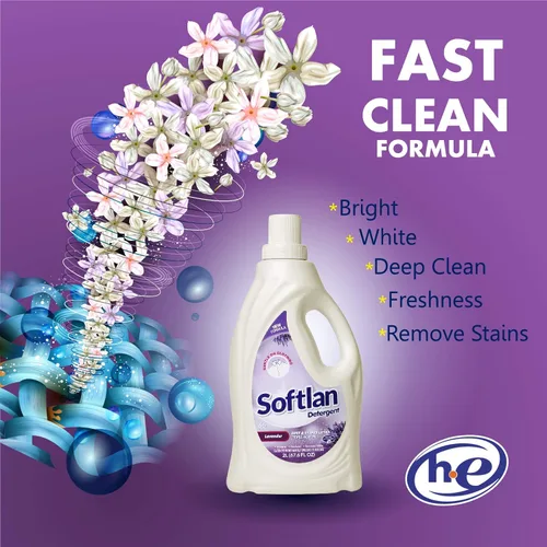 Vista 3 de Softlan Detergente Líquido Aroma Lavanda 67oz Manchas y Suciedad Blanqueamiento Ropa