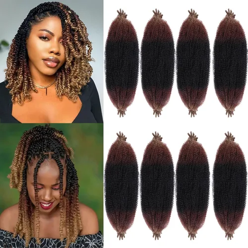 Vista 94 de Cabello de Envoltura Pre-Esponjado de 8 Pulgadas, 3 Paquetes, Cabello Afro Twist Pre-Separado Elástico para Locs, Cabello Afro Twist Negro Natural