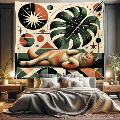 Vista 91 de Ambesonne Tapiz de hongos, atmósfera psicodélica, escena astral estrellada con motivos orientales trippy, decoración de tela para colgar en la pared