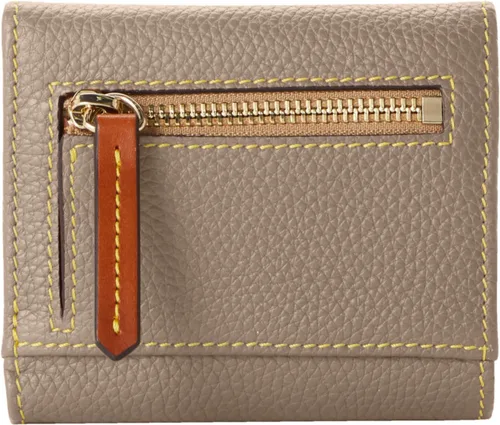 Vista 4 de Dooney & Bourke Billetera, billetera pequeña con solapa para tarjetas de crédito, color gris pardo, gris topo, Cartera pequeña para tarjetas