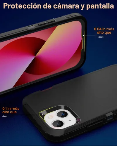 Vista 4 de Funda para iPhone 13 (6.1 pulgadas), con 2 protectores de pantalla de vidrio templado