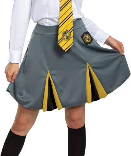 Vista 4 de Falda de Harry Potter, parte inferior de vestido temático de la casa del mundo mago, disfraz de Halloween para adultos y accesorio de fiesta, Gris