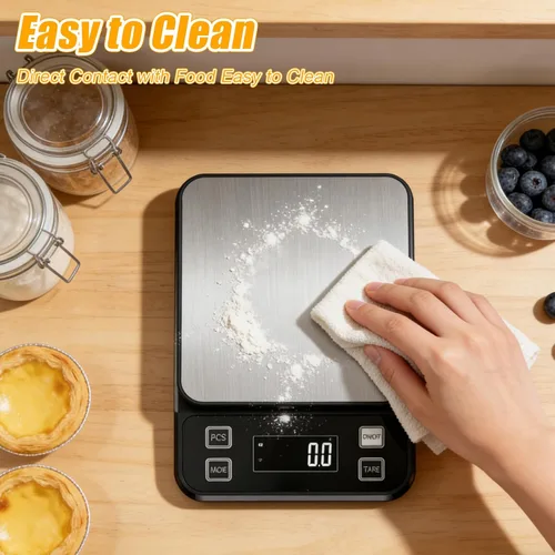 Vista 8 de Báscula de cocina impermeable, báscula de alimentos de 11.0 lbs/11 libras, mide con precisión gramos y onzas para hornear y cocinar, báscula digital