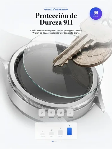 Vista 3 de iDaPro Protector de pantalla de vidrio templado para Samsung Galaxy Watch 6 Classic de 1.850 in, dureza 9H, antiarañazos, sin burbujas, fácil