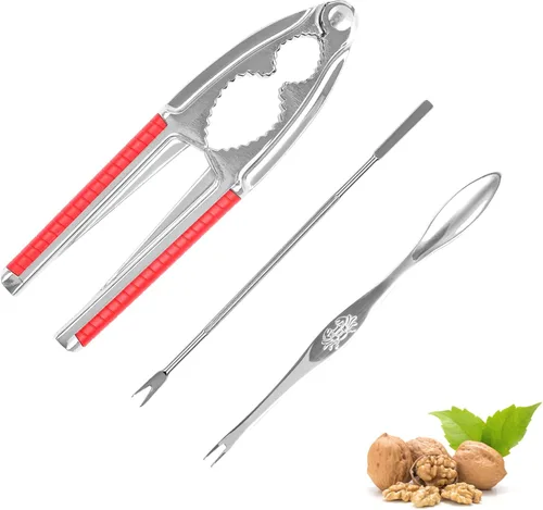 Vista 10 de Nut Crackers - Galletas de nuez de alta resistencia con 2 tenedores/púas de acero inoxidable para mariscos, cascanueces con mango antideslizante
