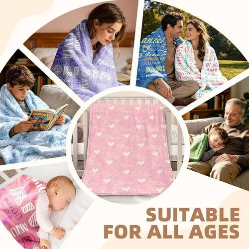 Vista 6 de Manta personalizada con nombre, 4 tamaños, manta personalizada para adultos, niños, bebés, regalos personalizados, manta con nombre, Navidad, Día