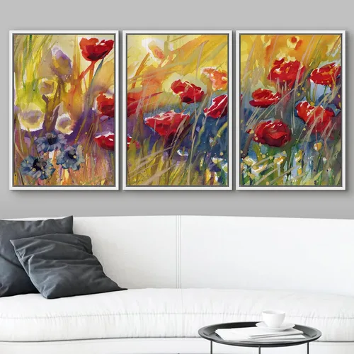 Vista 132 de wall26 Lienzo enmarcado para pared, juego de arte de acuarela pastel, paisaje rural, ilustraciones con formas abstractas, arte moderno, decorativo