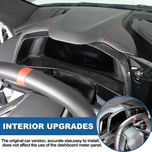 Vista 4 de Marco para panel de salpicadero de automóvil compatible con Chevrolet Corvette C8 Stingray 2020-2025 100% fibra de carbono real, 1 pieza
