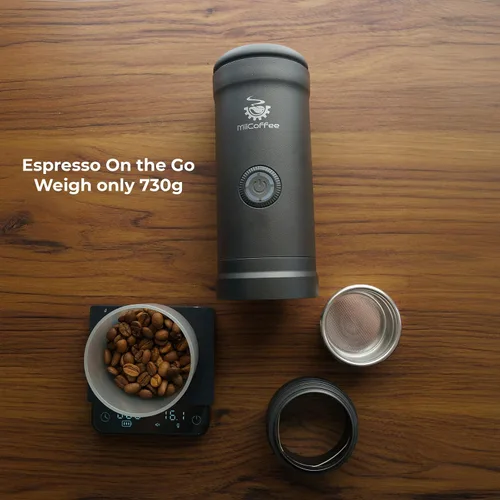 Vista 4 de MiiCoffee Eon - Máquina de café espresso portátil, cafetera de viaje con autocalentamiento y carga USB-C (gris)