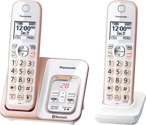 Vista 4 de Panasonic KX-TG7875S Link2Cell - Teléfono inalámbrico Bluetooth con reducción de ruido mejorada y contestador digital, 5 auriculares (negro/plata)