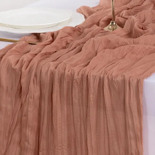 Vista 21 de Socomi Camino de mesa beige para primavera y Pascua, camino de mesa de 170 pulgadas, paño de queso de 14 pies, gasa bohemia rústica para decoración