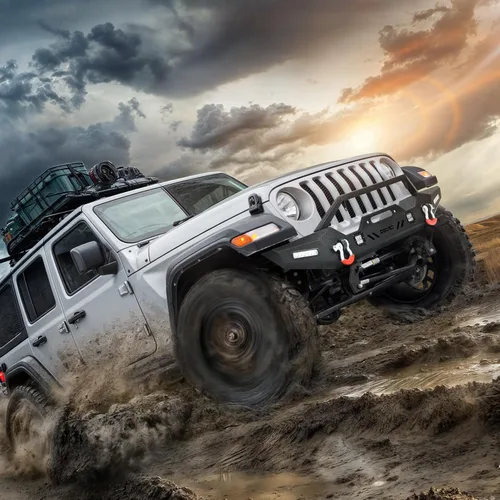 Vista 5 de OEDRO parachoques delantero compatible con Jeep Wrangler JL/JLU 2018-2025, 20-25 Gladiator, parachoques Rock Crawler con montaje de placa