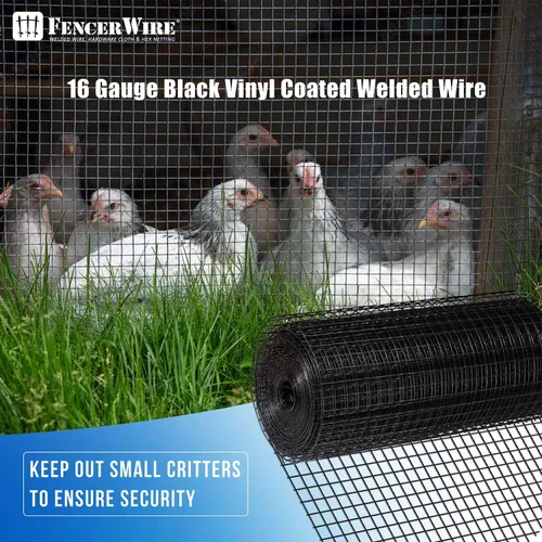 Vista 7 de Fencer Wire Malla de alambre soldada con revestimiento de vinilo negro calibre 16, tamaño 1 pulgada por 1 pulgada para valla del hogar y jardín