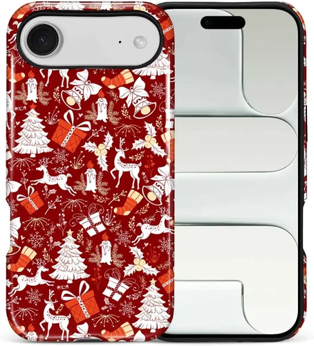 Vista 68 de Funda para iPhone 13 iPhone 14, a prueba de golpes, funda protectora híbrida de 2 capas, doble protección contra caídas, antiarañazos, diseño Rojo