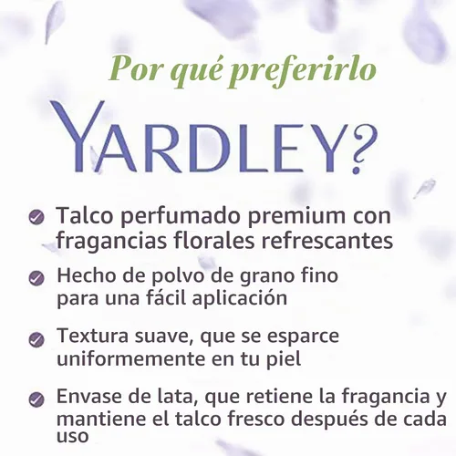 Vista 9 de Talco desodorante perfumado Yardley London con lavanda inglesa, polvo de talco 100gm, 3.5 onzas