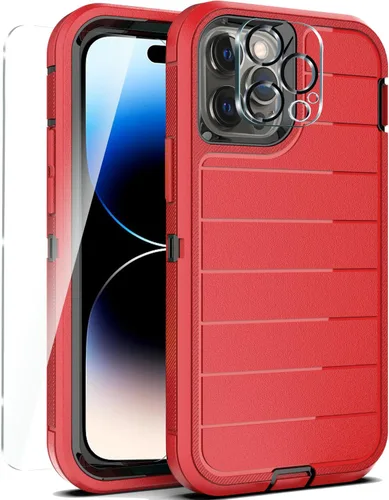 Vista 33 de YmhxcY Funda para iPhone 12/iPhone 12 Pro [2 Protectores de Pantalla de Vidrio Templado] Cubierta Duradera de 3 Capas A Prueba de Caídas/Funda