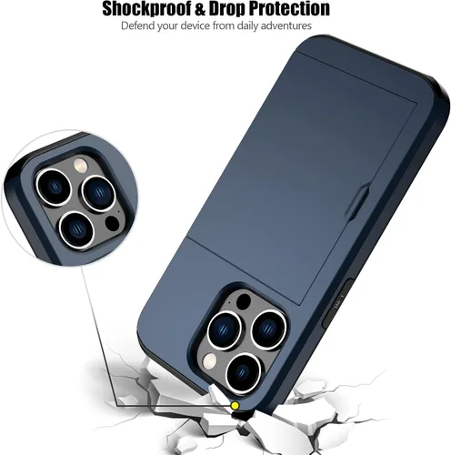 Vista 56 de Nvollnoe - Funda para iPhone 14 con tarjetero [tienda de 5 tarjetas] Negro - Almacenamiento más grande