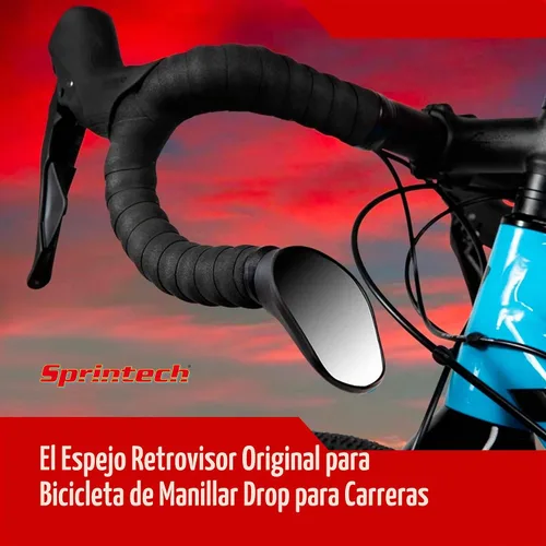 Vista 2 de Sprintech Espejo de Bicicleta Cóncavo Chapado en Cromo Fabricado en Suiza para Manillar – Terminado a Mano, Ajustable, Superficie Reflectante Negro