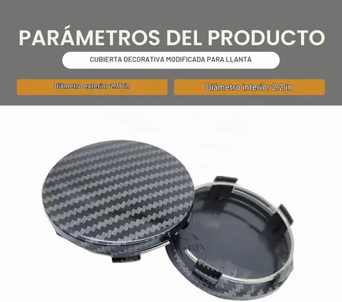 Vista 2 de Tesnaao 4 piezas tapas centrales de cubo de rueda de automóvil, decoración de modificación de cubo de rueda de 2.36 x 2.2 pulgadas, accesorios