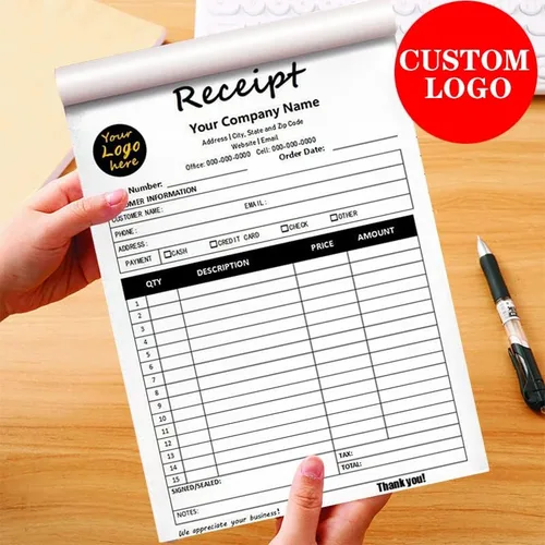 Vista 7 de Libro de recibos personalizado de 2 partes/3 partes, libro de recibos personalizado, multiusos, duplicado, sin carbono, con el nombre y logotipo