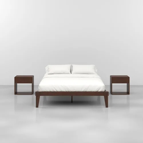 Vista 5 de Bme Chalipa Base de cama Queen de 14 pulgadas, plataforma de madera maciza, marco de cama de carpintería japonesa, soporte de listones de madera,