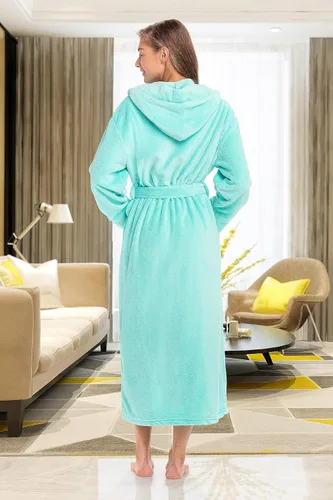 Vista 3 de Alexander Del Rossa - Bata de baño de felpa suave con capucha para mujer, bata larga y cálida, con capucha