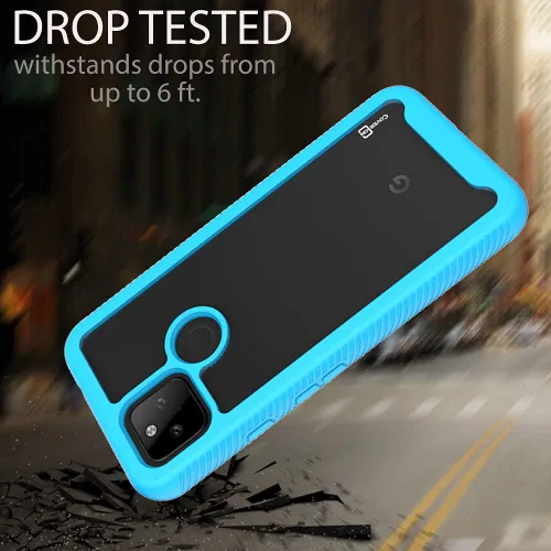 Vista 6 de CoverON Funda de cuerpo completo diseñada para Google Pixel 5a, transparente, resistente, antideslizante, color azul claro
