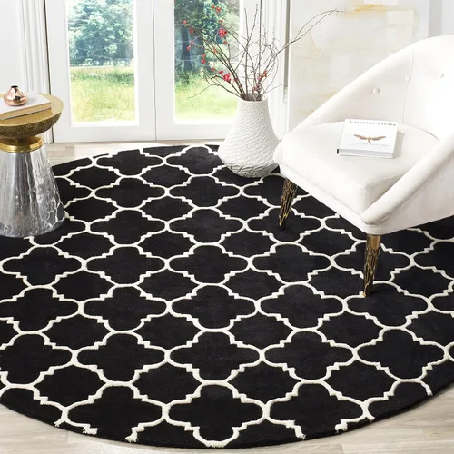 Vista 53 de SAFAVIEH Chatham Collection - Alfombra decorativa de 2 x 3 pies, color negro y marfil, lana cuadriculada enrejada hecha a mano, ideal para zonas