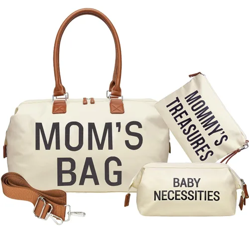 Vista 10 de printe Bolsa de pañales grande de 6 piezas con cambiador y 2 bolsas organizadas, bolsa de mamá para hospital con funda para chupete, correas, gancho