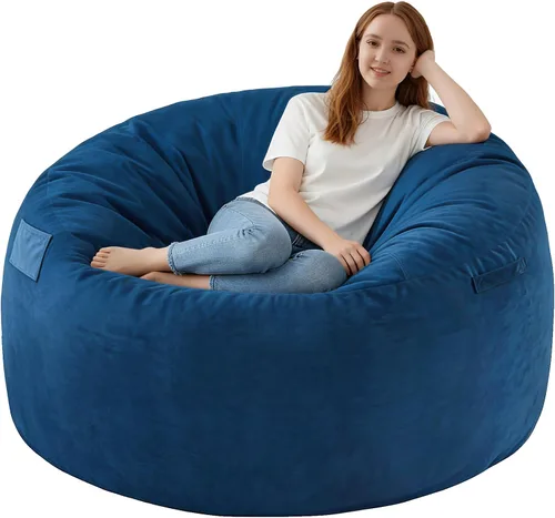 Vista 23 de Silla de Puf de 2 pies, Sillas de Puf Cómodas con Relleno de Espuma Viscoelástica, Sofá de Puf Esponjoso con Cubierta de Terciopelo Holandés, Sillas