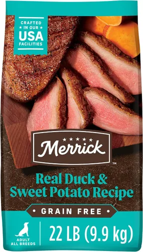 Vista 13 de Merrick - Alimento seco para perros, receta de pato real y batata libre de granos, 4 libras, en bolsa