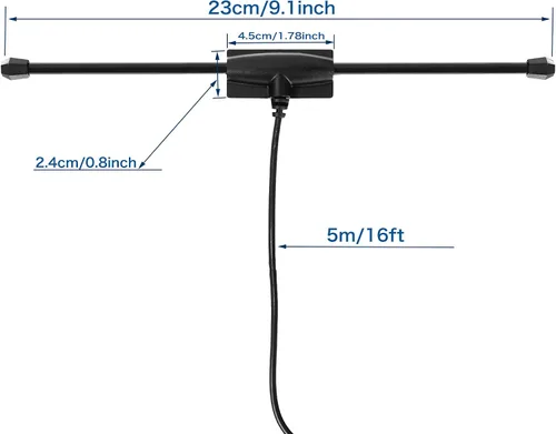 Vista 3 de Universal FM Radio Dipolo Antena Tornillo F Macho Enchufe para el Hogar AV Audio Receptor Estéreo Interior 75 Ohm 16ft