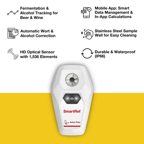 Vista 2 de SmartRef Refractómetro Digital de Anton Paar – Medidor de Brix y Mosto de Alta Precisión para Elaboración de Cerveza, Vinificación, Fermentación