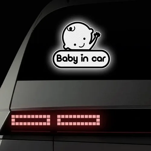 Vista 2 de 2 calcomanías de bebé en coche para automóviles, lindas calcomanías reflectantes de alta intensidad para bebé a bordo para parachoques de ventana